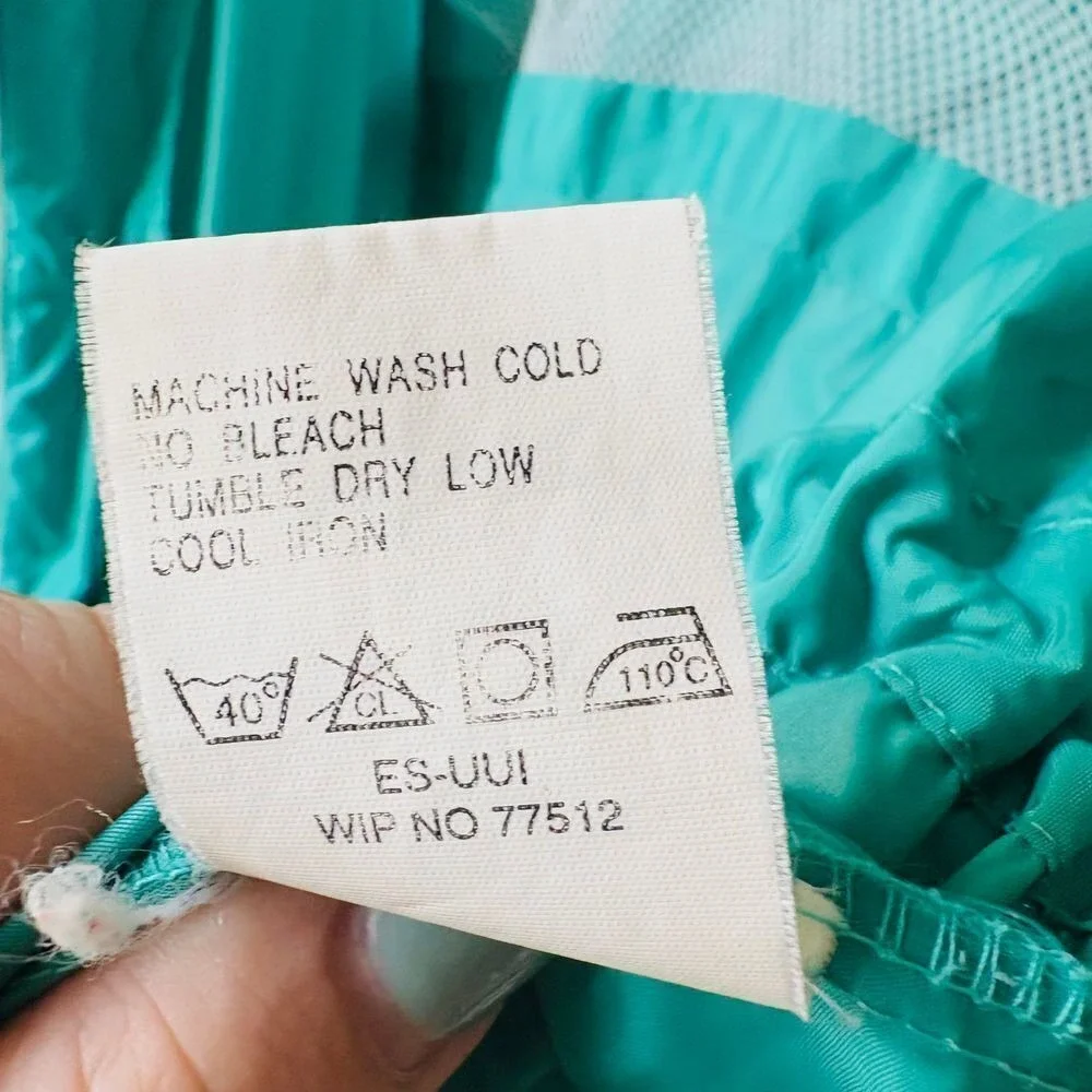 WOOLRICH Vintage Jade Green Lightweight Hooded Windbreaker Cinched Jacket SM-MED
